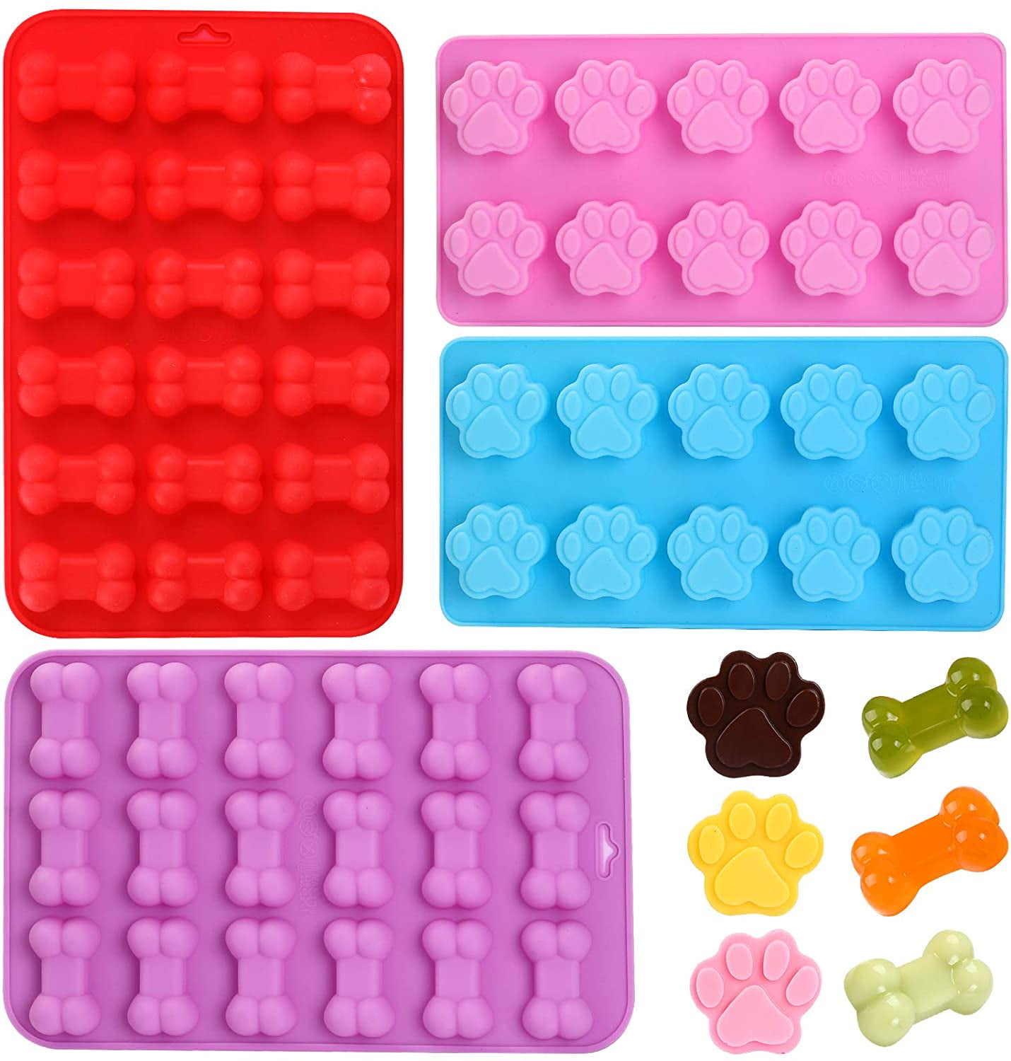 Goalfly 6 PCS Silicone Molds with Puppy Dog Paw and Bone Shaped, Reusable  Dog Treat Molds, Silicone Molds for Candy, Silicone Molds for Baking,  Jelly
