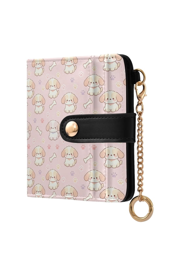Dog Bone Small Wallet for Women RFID Blocking Bifold PU Leather Credit Card Holder with Zipper Coin Pocket Compact Cute Travel Purse Magnetic Snap 7 Card Slots