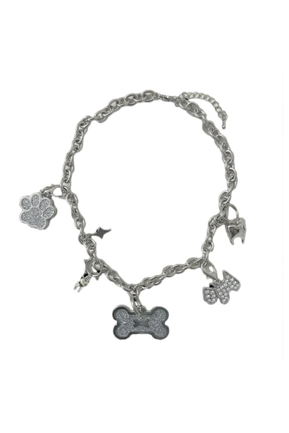 Dog Bone Tassels Pendant Necklace Gothic Choker Y2k Jewelry Clavicle Chain