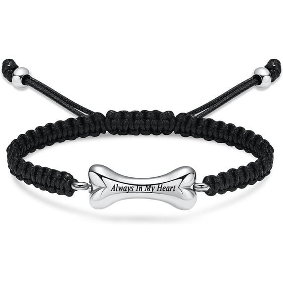 Dog Bone Urn Bracelet Ashes Keepsake Adjustable Cremation Jewelry Braided Rope Urn Bracelet for Pets Ashes Dog Urn Jewelry for Women Men