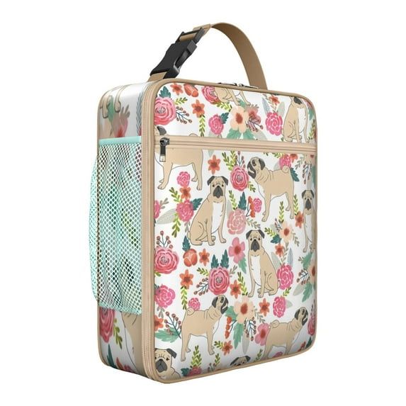 Dog Bone and Tail Pattern Lunch Bag, Waterproof Insulated Bento Tote with Cute Dog Print for Pet Lovers, Office, School, Travel Use