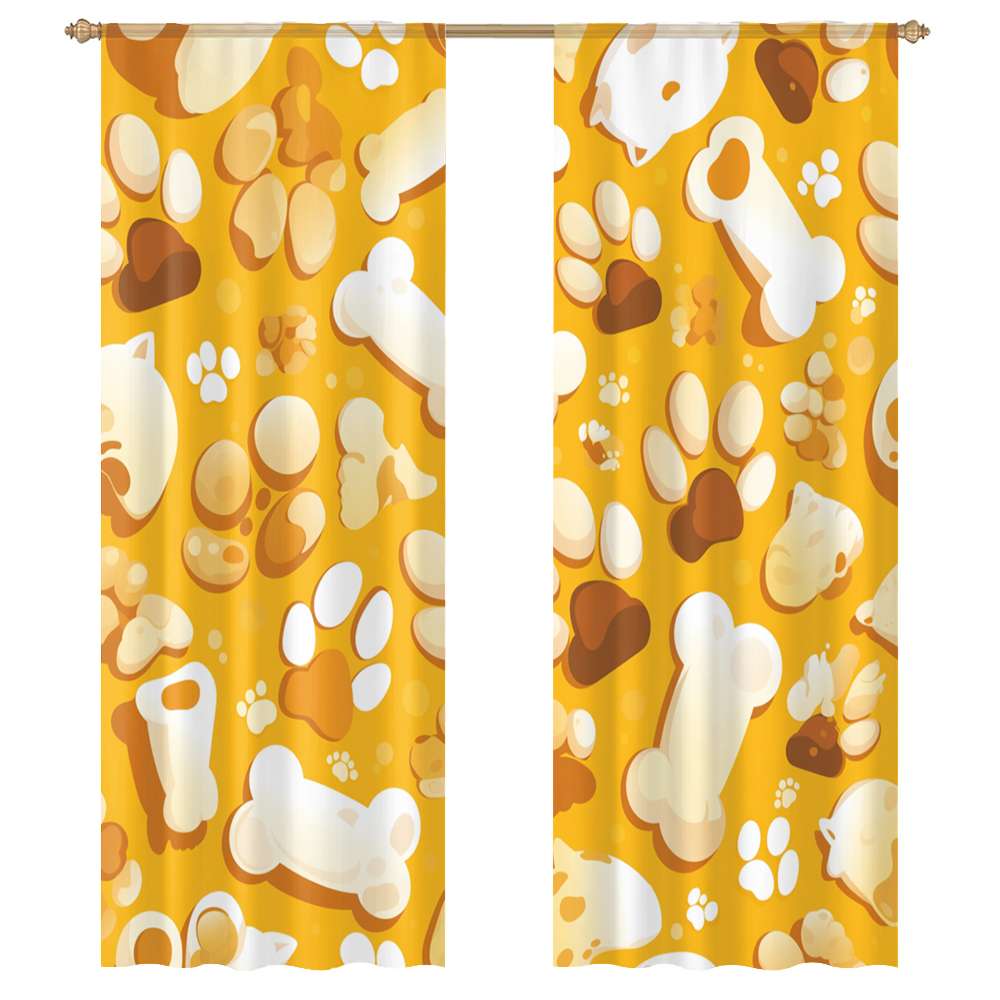 Curated visual reference: Gallery Detail: Dog Bones And Paw Prints Sheer Voile Curtain Window Tulle