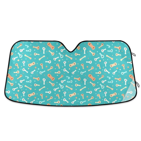 Dog Bones Car Windshield Sun Shade Foldable Car Front Window Visor Heat and UV Protection 53x23.5