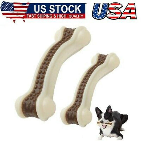 Dog Bones Chew Toys for Aggressive Chewers,2Pack Real Beef Flavor,Indestructible