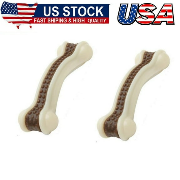 Dog Bones Chew Toys for Aggressive Chewers,2Pack Real Beef Flavor,Indestructible