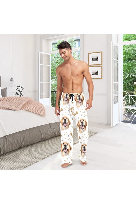 Dog Bones Claws Mens Pajama Pants Cotton Elastic Waistband Lounge Sleep Pajama Bottoms Pj with Pocket