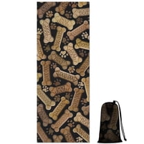 Dog Bones and Dog Footprints Hot Yoga Mat Towel Non Slip for Hot Yoga - Quick-Drying Yoga Mat Cover with 4 Corner Pockets with Travel Bag - Hot Yoga Towel Non Slip Grip Moisture Wicking Sweat 70"x26"