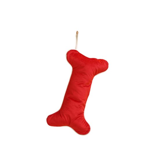 Dog Bones Fleece Christmas Stocking Decorative Red Velvet Hanging Sock 15.75 Inch 1 Pack