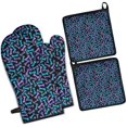 thumbnail image 1 of Dog Bones Kitchen Oven Mitt and Pot Holder Sets 4 Pcs for Baking, Cooking and Grilling, Heat Resistant Up To 392 °F, 1 of 7