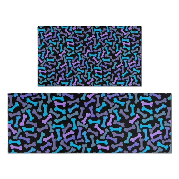 Dog Bones Kitchen Rugs Sets Of 2,Anti Fatigue Kitchen Mat Rugs Non Slip Washable,Decorative Kitchen Floor Mats for Kitchen,Sink,Laundry,17"x30"+17"x47"