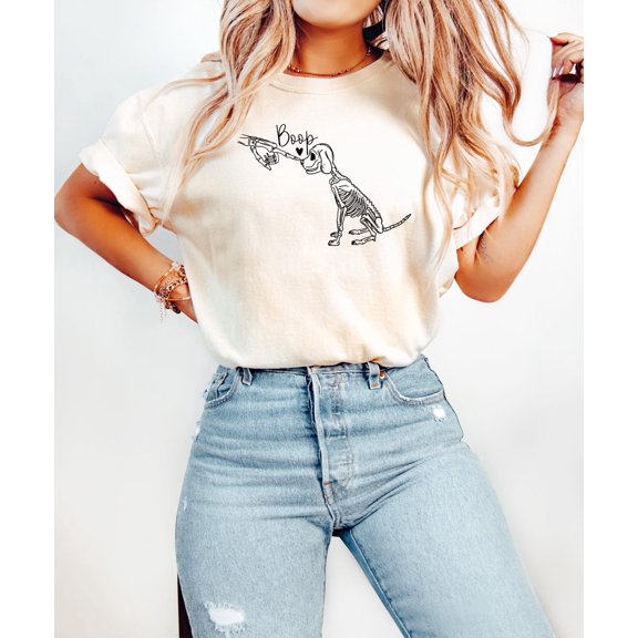 Dog Boop Shirt, season T-Shirt With Bones, Spooky Dog Lover Tee, Pet Shirt, season T-shirt For Fall All Size S-5Xl