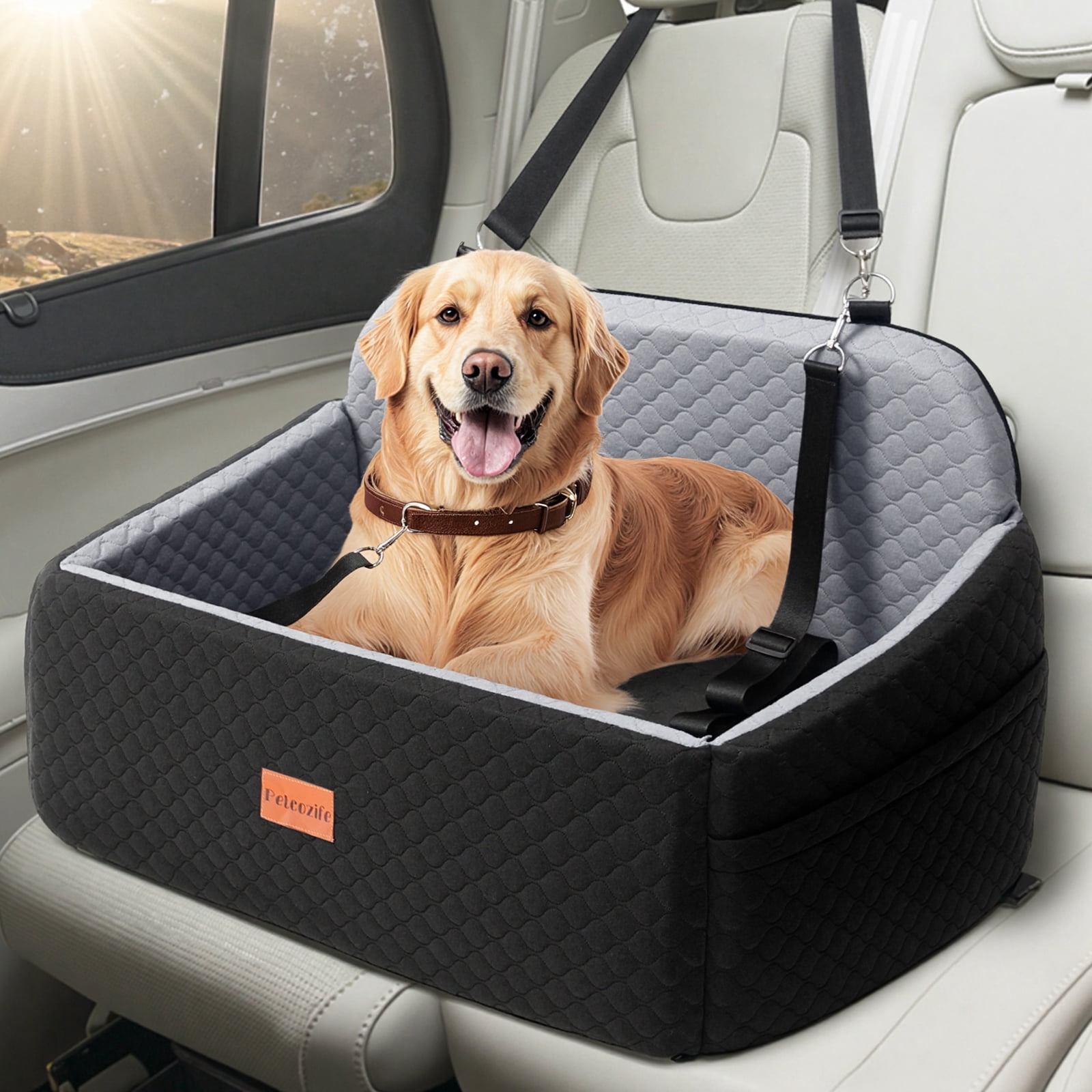 Large Dog Car Seat, DOMIPET Elevated Pet Car Seat for Dogs up to 55kg ...