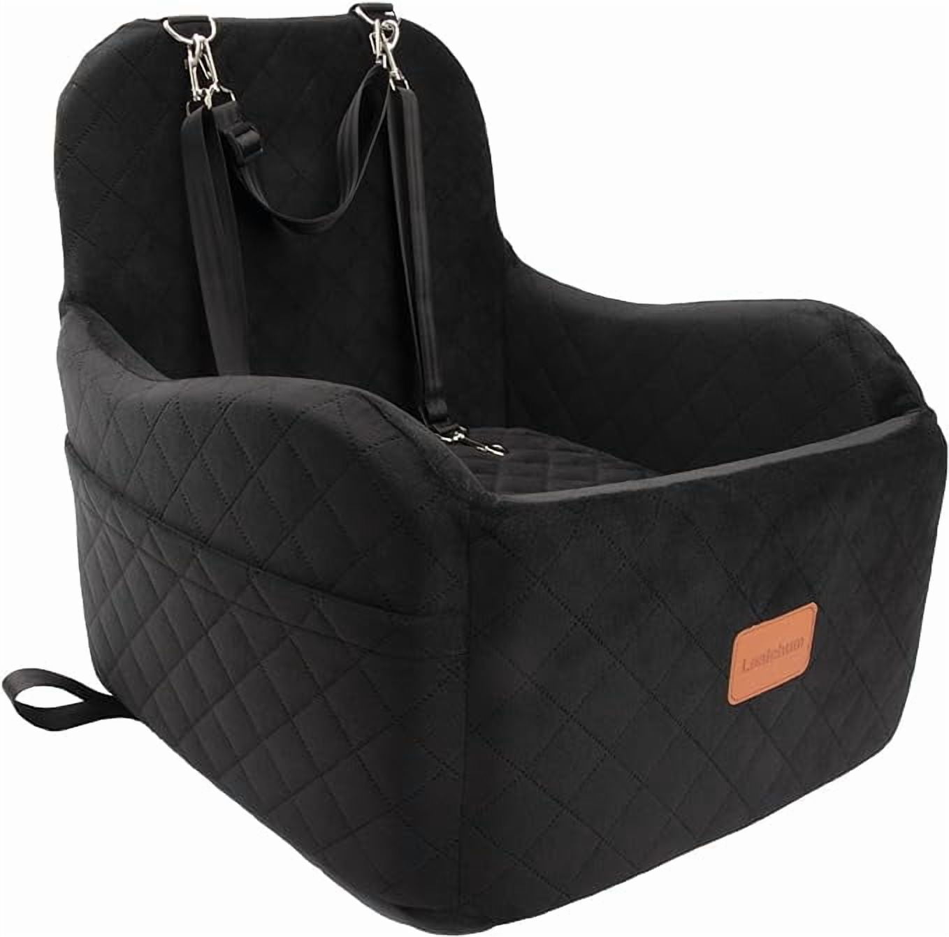 Dog Booster Car Seat for Small/Medium Pets,Puppy Portable Car Seat with Elevated Cushion,Fully Detachable and Washable Pet Car Seat with 2 Storage Pockets,Easy to Install(Black, Medium)