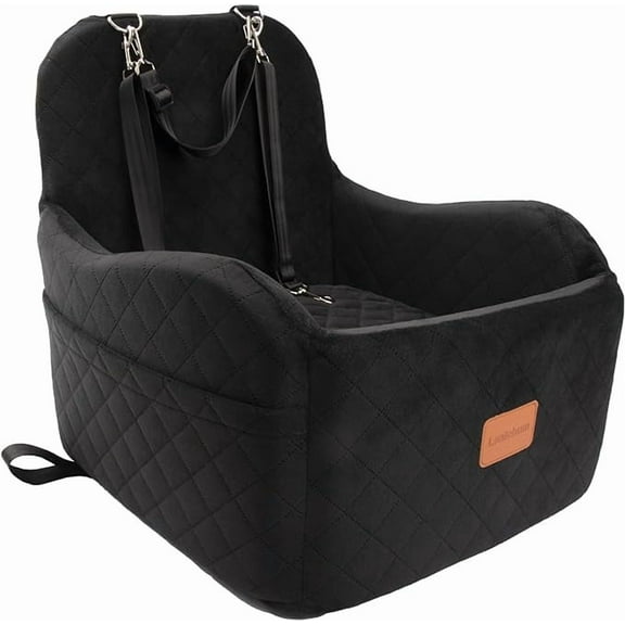 Dog Booster Car Seat for Small/Medium Pets,Puppy Portable Car Seat with Elevated Cushion,Fully Detachable and Washable Pet Car Seat with 2 Storage Pockets,Easy to Install(Black, Medium)