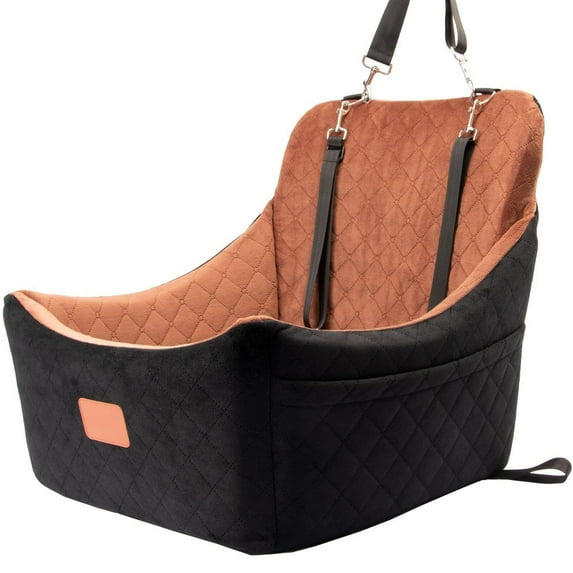 Dog Booster Car Seat for Up to 35lbsPets,Easy to Install,Fully Detachable andWashable,Anti-Slip Base,Snug PuppyCar Seat with 2 Clip-0nLeashes(Medium)