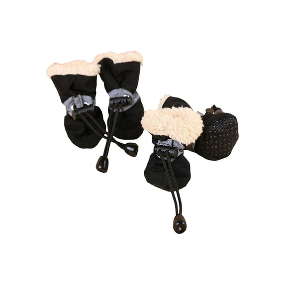 Dog Booties - Dog Boots for Winter, Soft Sole Non-slip Pet Boots Dog Shoes for Small Medium Dogs, Protective Dog Paw-booties for Indoor Outdoor Winter Walking, Black Size:4
