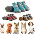 thumbnail image 1 of Dog Boots, 4-pack Cloth Pet Shoes in Sky Blue, Red, Coffee, Non-slip Soft Sole for Paw Protection, Breathable & Lightweight for Walking on Hot Pavement or Snow,Vsgery, 1 of 6