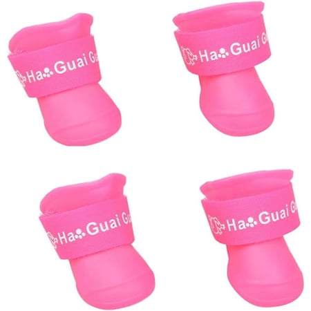 Dog Boots, 4Pcs Pet Dog Puppy Rain Snow Boots PVC Anti-Slip Outdoor Dog Shoes Bootie Paw Protector Puppy Uggs