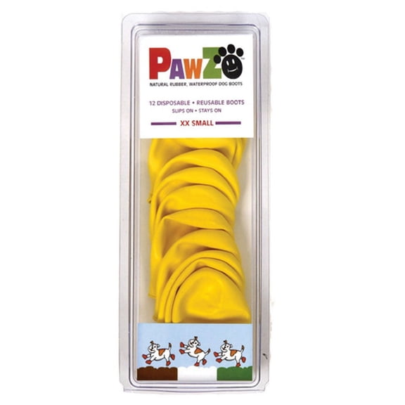 Dog Boots Disposable, Reusable, Waterproof Pawz Color:Yellow Size:XXSmall Pack of 2