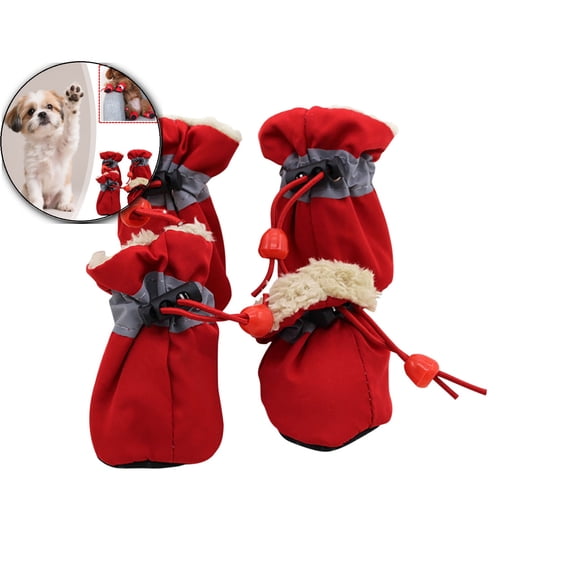 Dog Boots Dog Snow Boots for Winter Dogs Boots & Paw Protector Warm Dog Boots for Puppy with Reflective Strip Dog Shoes for Small Medium Size Dogs, 1.4×1.7 Inch