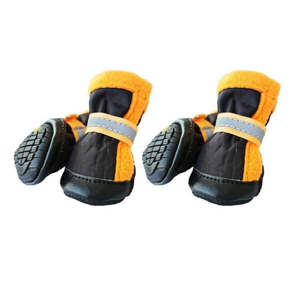 Dog Boots Pet Antiskid Shoes Winter Warm Skidproof Waterproof Reflective 4-pcs Set Leather Puppy Paw Protectors Booties For Small Medium Dogs