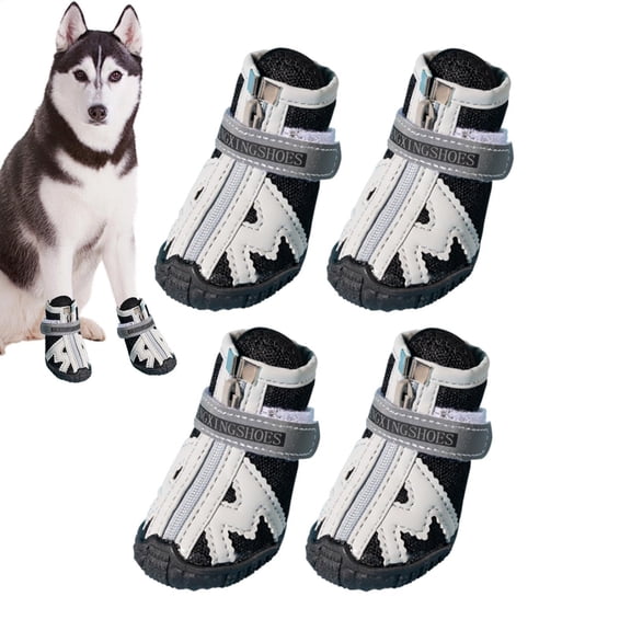 Dog Boots Rugged Rubber Sole Anti-Slip Breathable | Great Dog Booties Paws for Summer Hot Pavement Winter Snow