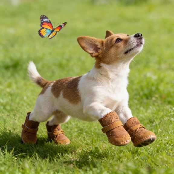 Dog Boots for Small Dogs Cats, Cozy Anti-Slip Winter Shoes Protector with Hook & Loop Closure, Warm Snow Booties for Tiny Pets, Paw Protection on Outdoor Cold Pavement Walking (XS)