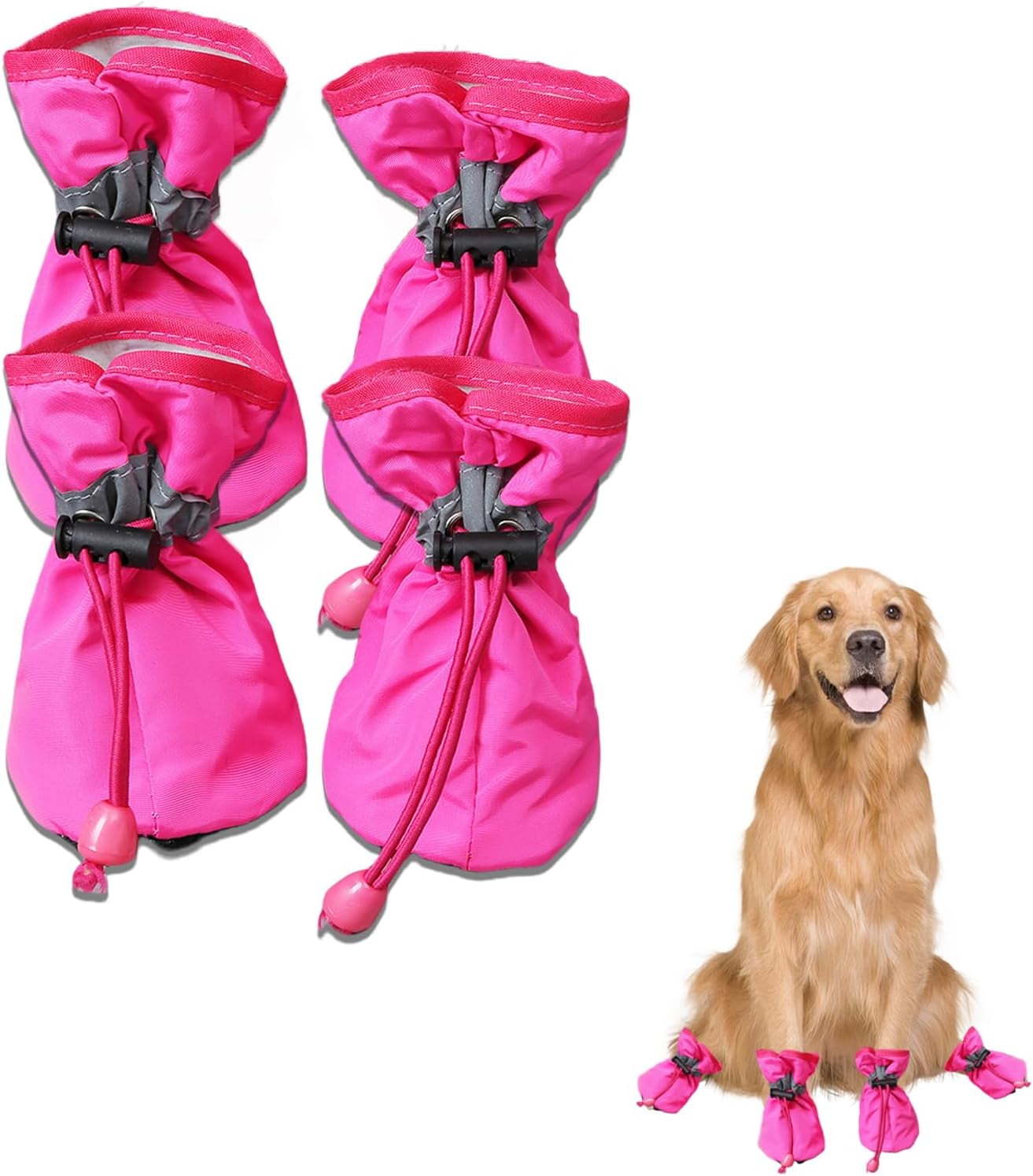 Dog Boots for Small Medium Large Dogs with Reflective Strap, Anti-Slip ...