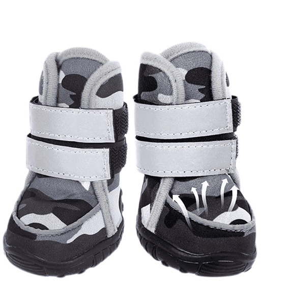 Dog Boots Waterproof Camo Dog Shoes, Outdoor Hiking Dog Booties Reflective Pet Sneakers with Rugged Anti-Slip Sole, Camouflage Dog Paw Protectors for Small Medium and Large Dogs