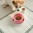 thumbnail image 1 of Dog Bowl C-Shaped Wide Feeding Bowl • Anti-Tip Plastic Pet Food Dish • Slip-Resistant Rubber Base • Pink Blue Gray • 17.5x13x5.8cm Durable Dishwasher, 1 of 6