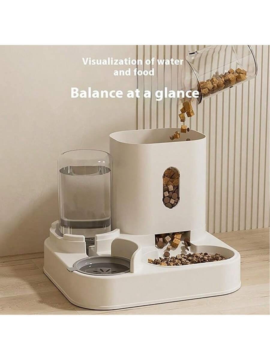 Dog Bowl Cat Food Bowl 2 In 1 Pet Automatic Feeder And Waterer Food Container Supplies, Extra-Large Capacity 2500 Ml,Suitable For Puppies And Kittens