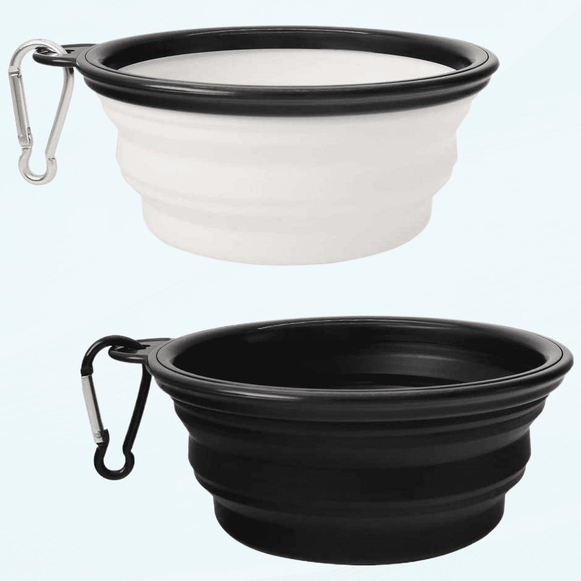 Dog Bowl Pet Collapsible Bowls,2 Pack Portable and Foldable Pet Travel Bowls Collapsable Dog Water Feeding Bowls Dish for Dogs Cats and Small Animals, (Small, Black+White)