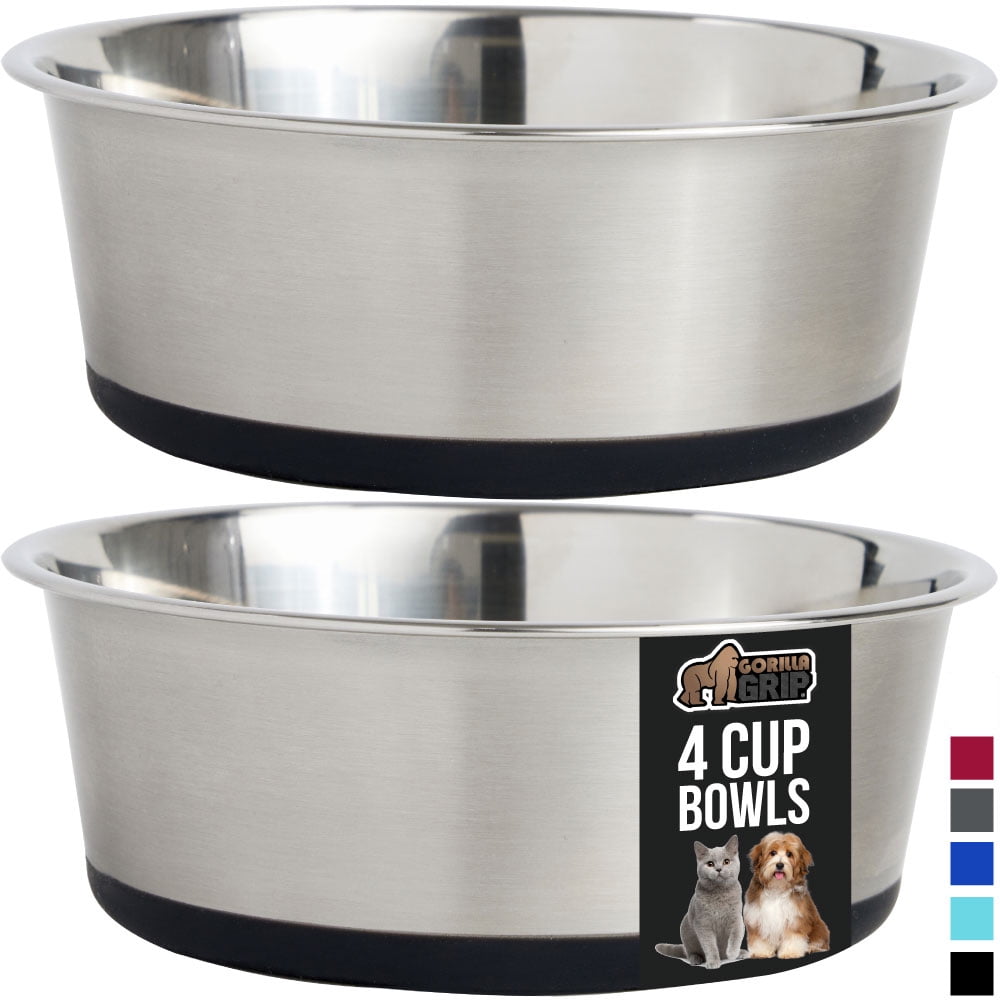 Walmart Black Friday Deals 2025 - Gorilla Grip Stainless Steel Dog Bowls, Set of 2, 4 Cups Each, Black, Silicone Bottom