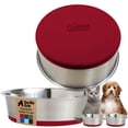 thumbnail image 1 of GORILLA GRIP Dog Bowl Set of 2, Holds 4 Cups, Food Grade 304 Stainless Steel, Silicone Base, Red, 1 of 9