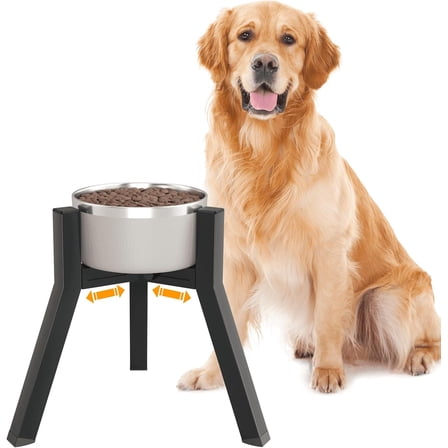 Dog Bowl Stand for Medium Large Dogs, Adjustable Width Elevated Dog Bowls 7-10.6", Raised Dog Food Water Bowls, 11 inch Tall Single Holder, Black,Bowl Not Included