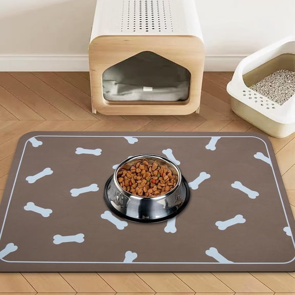 Dog Bowl mat and Dog Feeding mat, Dog mat for Water Bowl, Absorbent Non-Slip pet Water Bowl mat Quick Drying Dog Food mat cat matt for Food and Water(Black+18.1x12.5in+Rectangular)