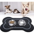 thumbnail image 1 of Dog Bowl mat and Dog Feeding mat, Dog mat for Water Bowl, Absorbent Non-Slip pet Water Bowl mat Quick Drying Dog Food mat cat matt for Food and Water（Black+24.2x16.9in+Bone Shape）, 1 of 6