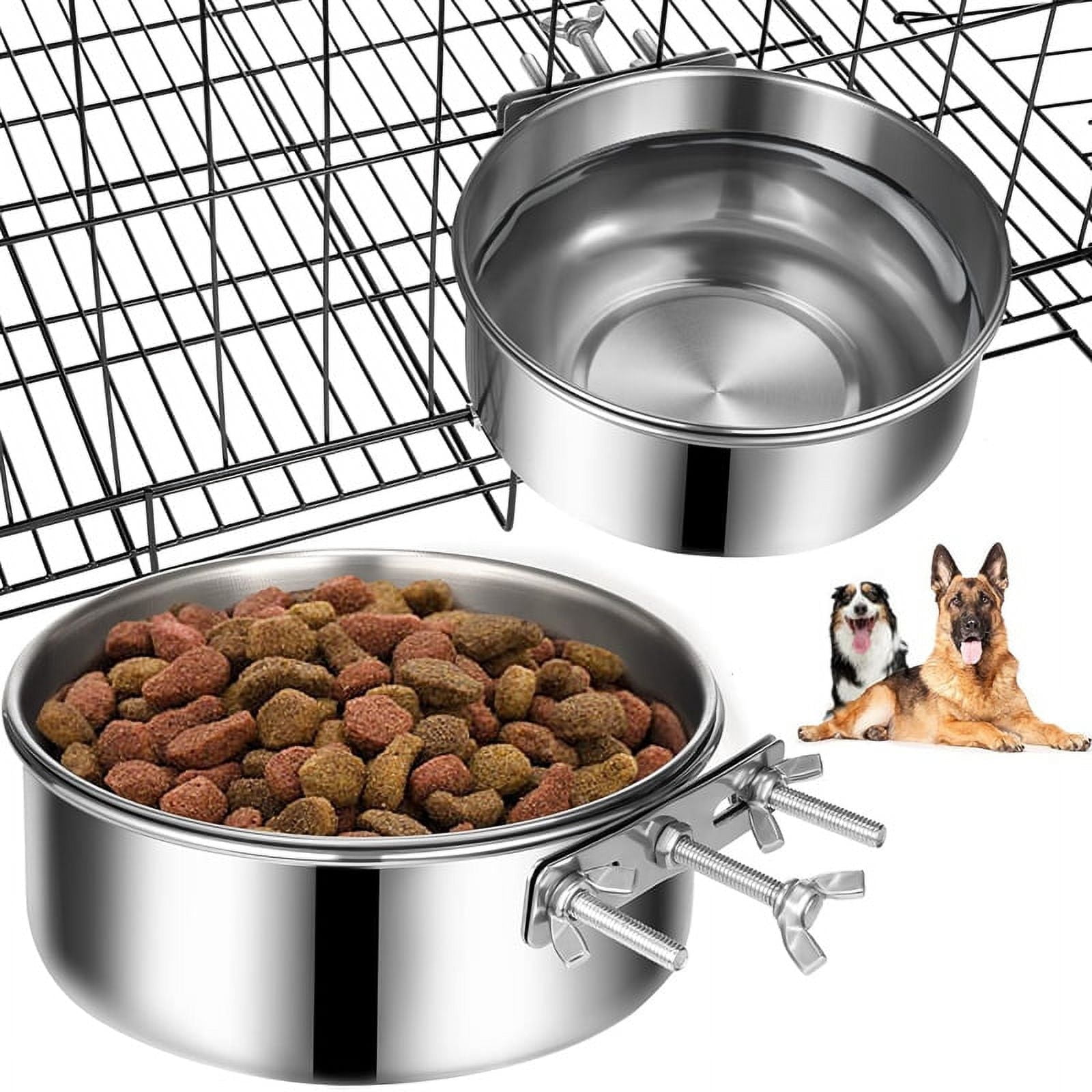 Dog Bowls 2 Pack, Stainless Steel Dog Food Bowl and Water Bowl, Hanging