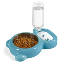 Dog Bowls, Cat Food and Water Bowl Set with Water Dispenser and Stainless Steel Bowl for Cats and Small Dogs - Blue