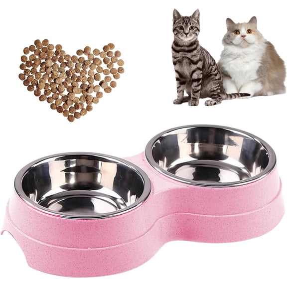 Dog Bowls Double Dog Water and Food Bowls Stainless Steel Bowls with Non-Slip Resin Station, Pet Feeder Bowls for Puppy Medium Dogs Cats