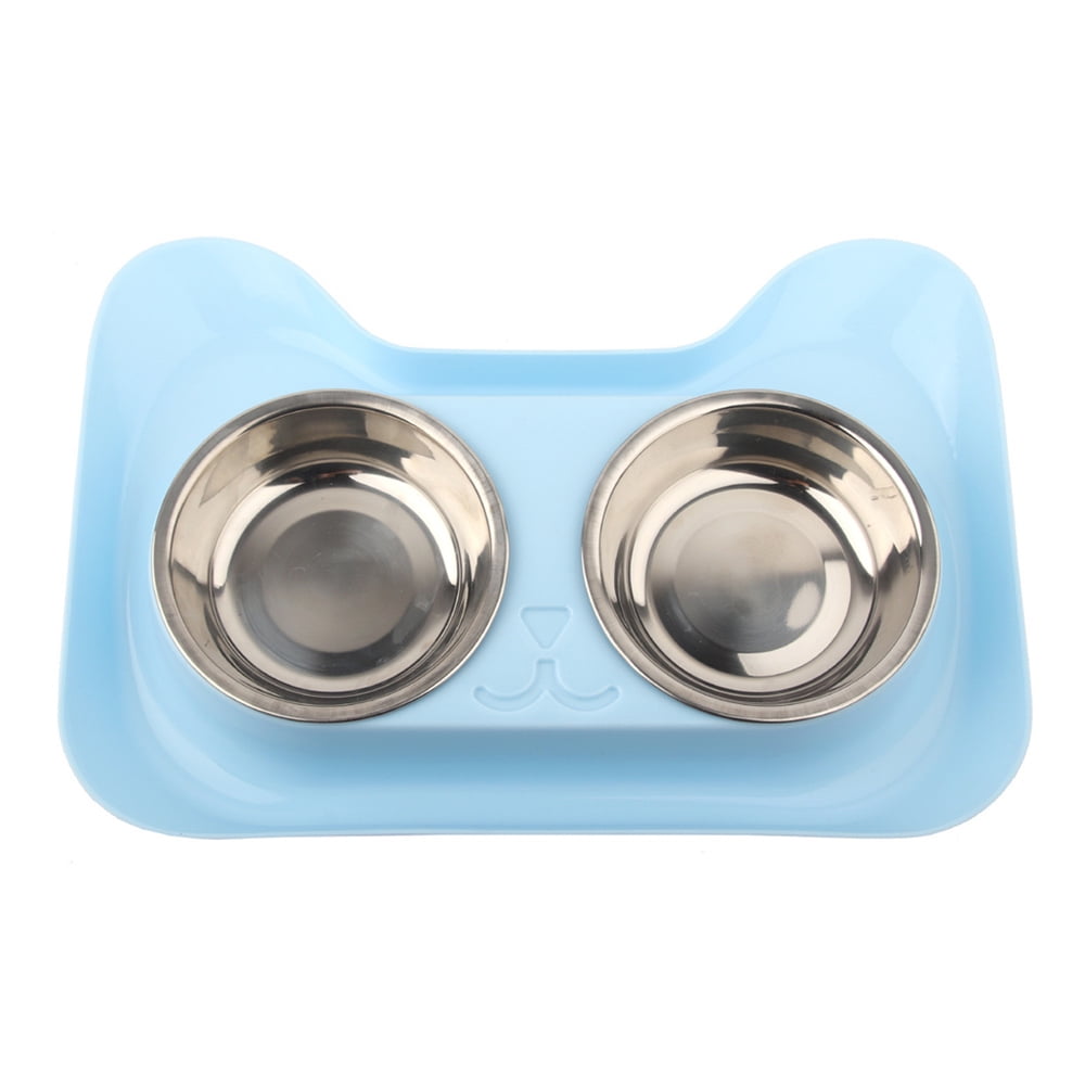Dog Bowls Double Dog Water and Food Bowls Stainless Steel Bowls with NonSlip Resin Station, Pet