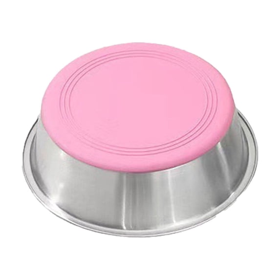 Dog Bowls Food Water Dishes Stainless Steel Metal with Non Skid Rubber Base, 2 Cups Capacity for Large Medium Small Dogs Cats, Whisker Friendly Shallow Bowl for Pet Feeding
