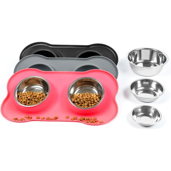 Easy Cleaning Dog Treat And Snack Feeders Reference: Dog Bowls With Non Slip Silicone Mat Spill Proof Large