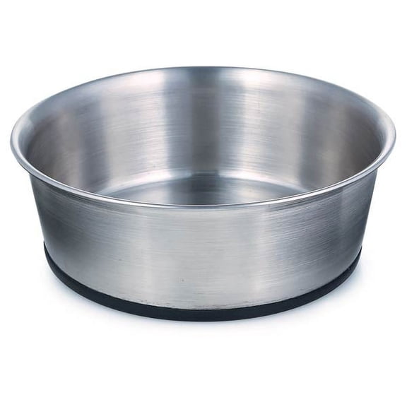Dog Bowls Rubber Base Non Skid Durable Stainless Steel Food Dish - Choose Size (52 oz - 6 1/2 Cups)