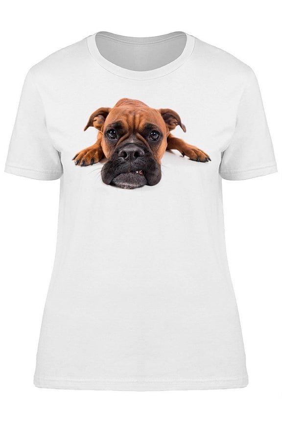 Dog Boxer, Funny Face T-Shirt Women -Image by Shutterstock, Female Large