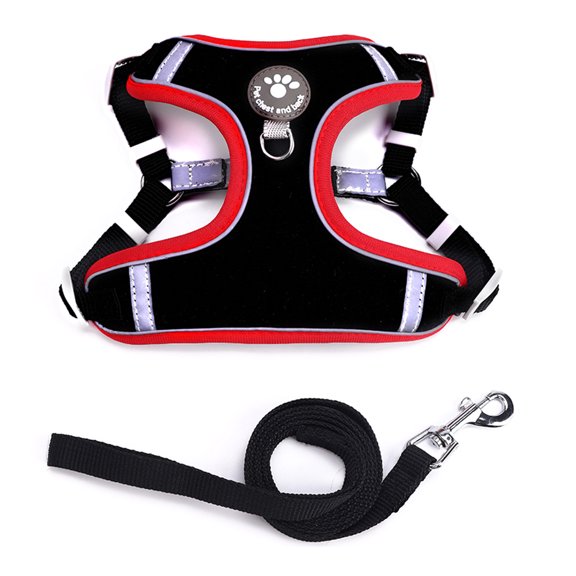 Dog Breathable- Vest Collar Soft Chest Reflective Strap for Small Large Pets Soft Rope with Traction-Hook