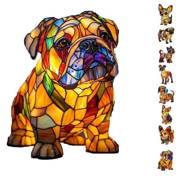 Dog Breed Night Lamp English Bulldog, French Bulldog, Pug, Corgi, Dachshund, Boxer, Yorkshire Resin Tabletop Art Night Light, Fun Christmas Gift for Dog Lovers