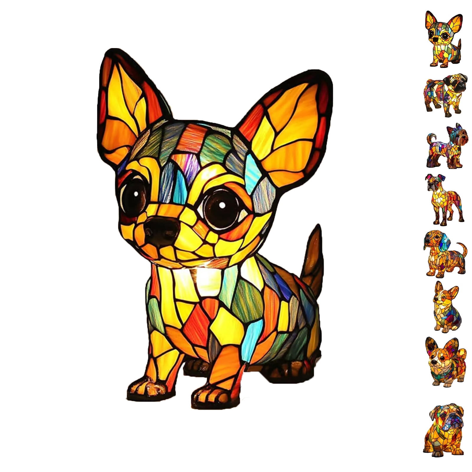 Dog Breed Night Lamp English Bulldog, French Bulldog, Pug, Corgi, Dachshund, Boxer, Yorkshire Resin Tabletop Art Night Light, Fun Gift for Dog Lovers