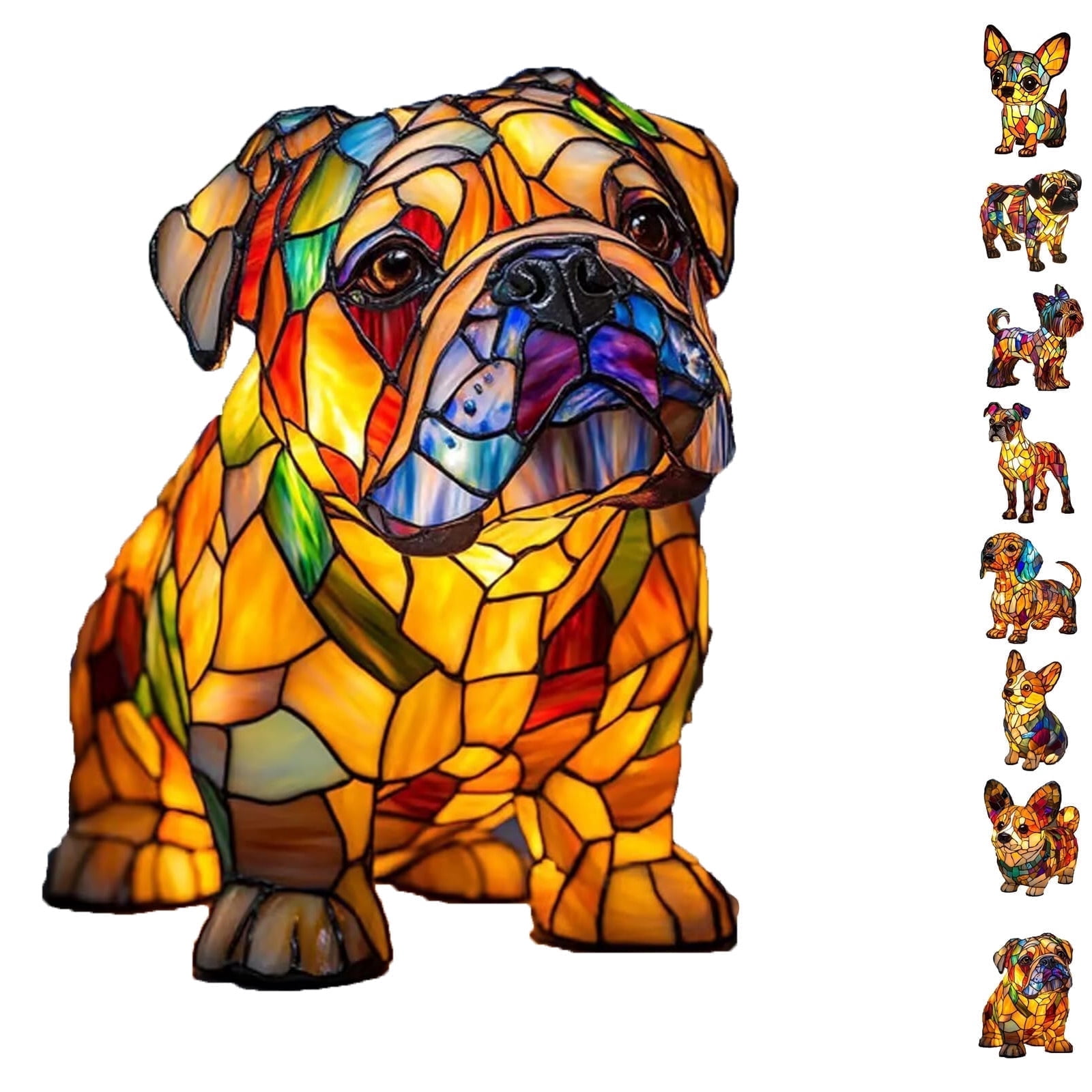 Dog Breed Night Lamp  English Bulldog, French Bulldog, Pug, Corgi, Dachshund, Boxer, Yorkshire Resin Tabletop Art Night Light, Fun Christmas Gift for Dog Lovers