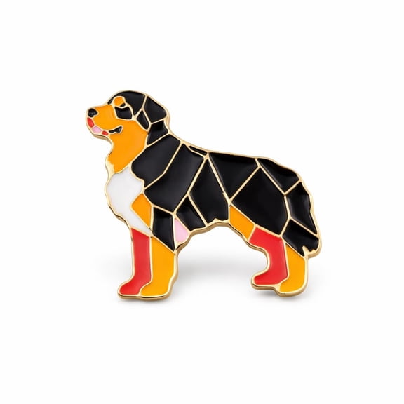 Dog Breed Pins - Geometric Australian Shepherd, Cat, Husky, Bernese Mountain Dog, Enamel Pin, Modern Art Design, White and Purple - Badge for Men (Bernese Mountain #2)